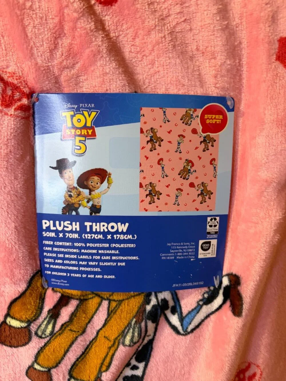 Disney Pixar Toy Story 5 Jessie Plush Throw Blanket Pink 50x70 NWT